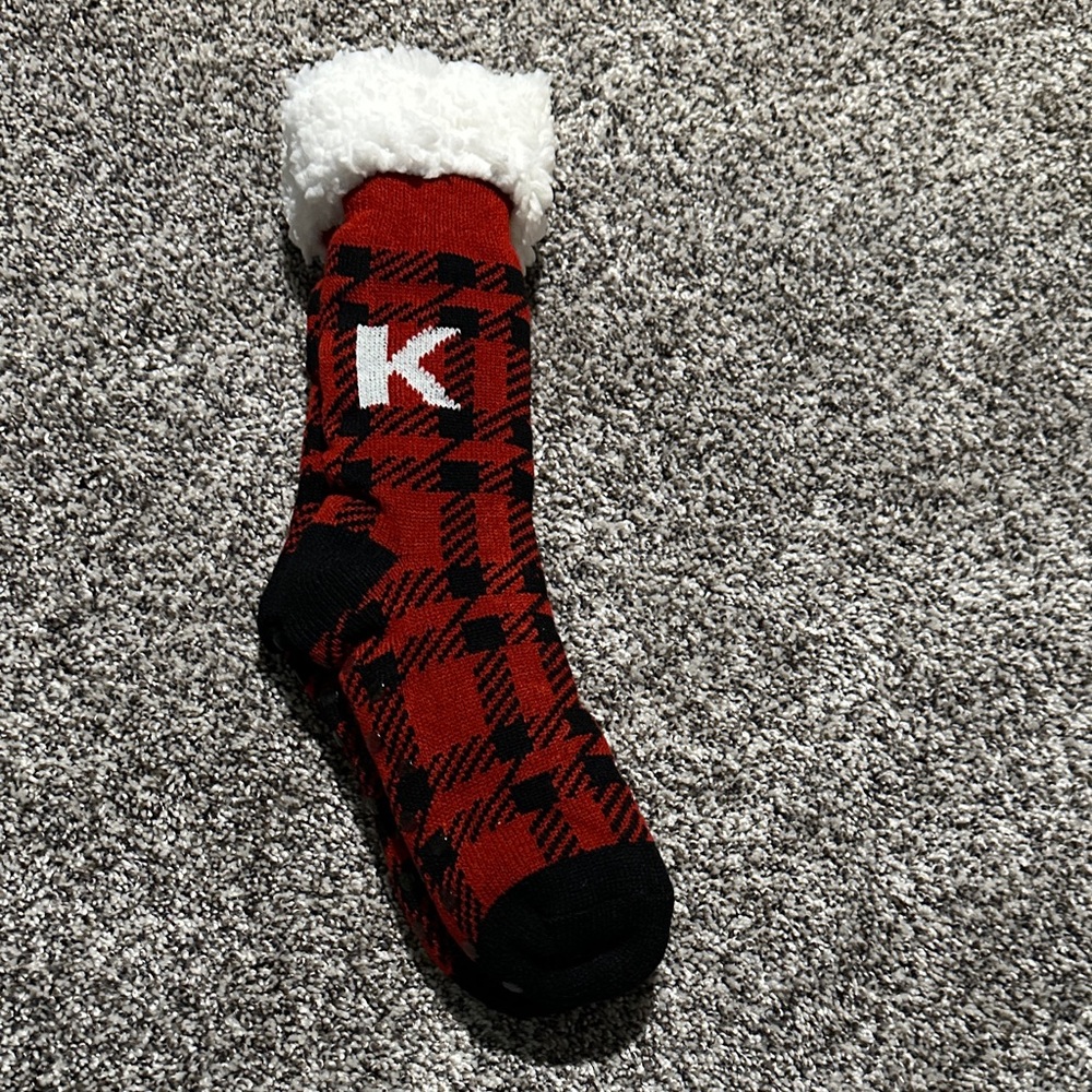 Brand new-Red and Black Plaid Socks with White Cuff